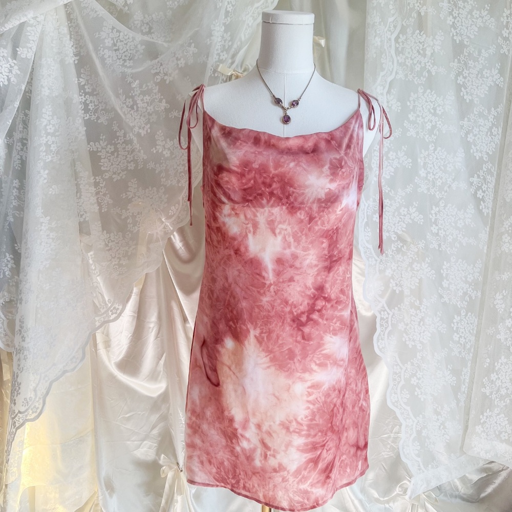SOLD Rosewater Pink Tie Dye Patterned Dress - Picture 2 of 7